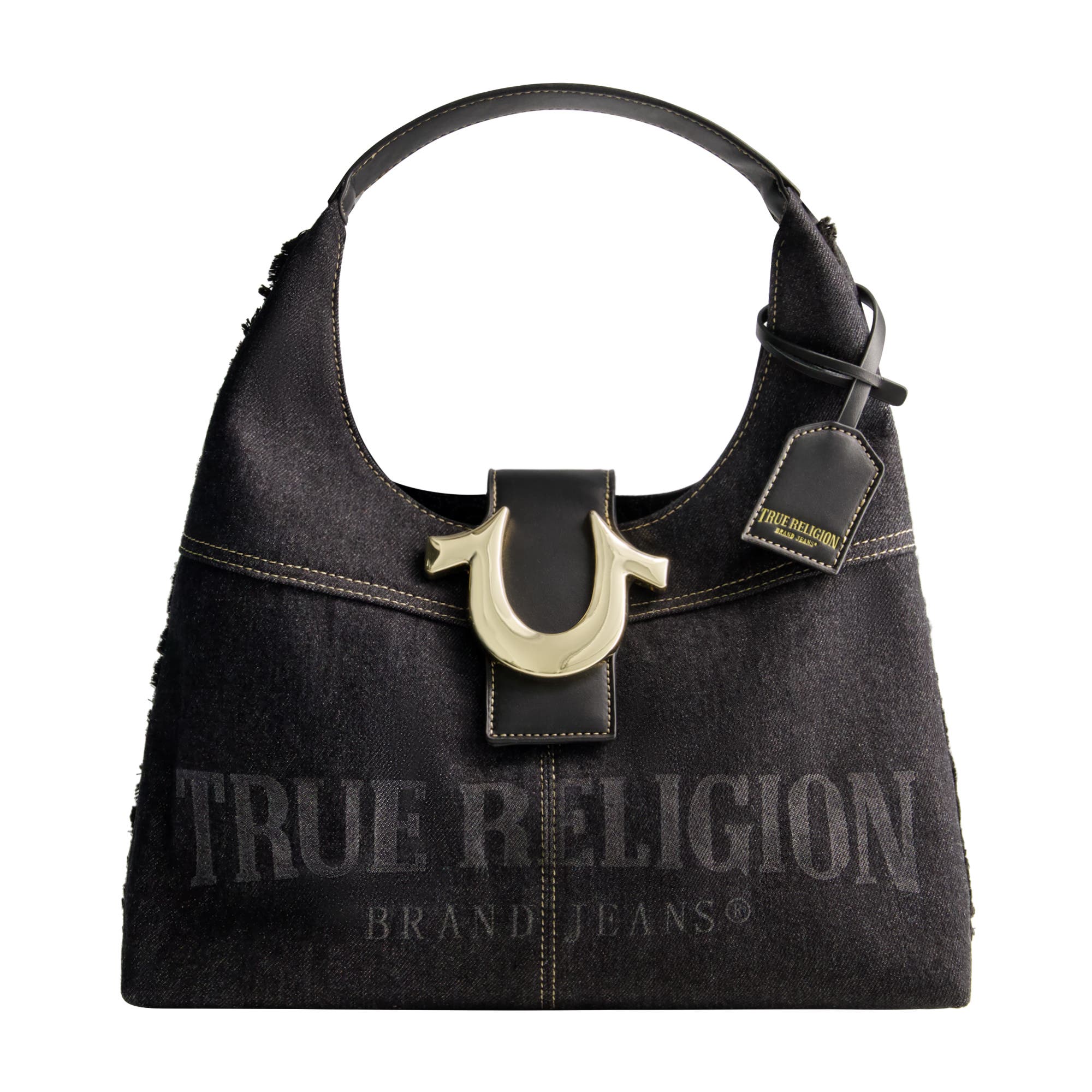 True Religion Frayed Denim Hobo, Main, color, 