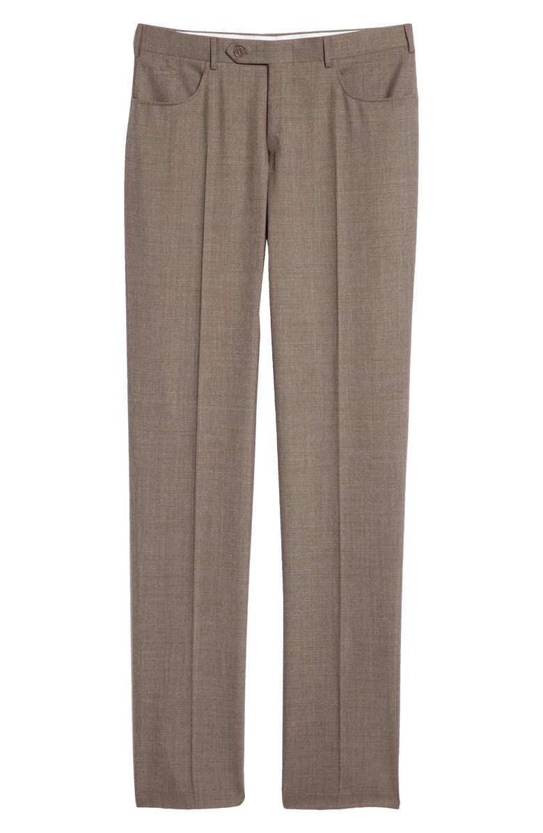 Canali Flat Front Wool Travel Dress Pants, Alternate, color,