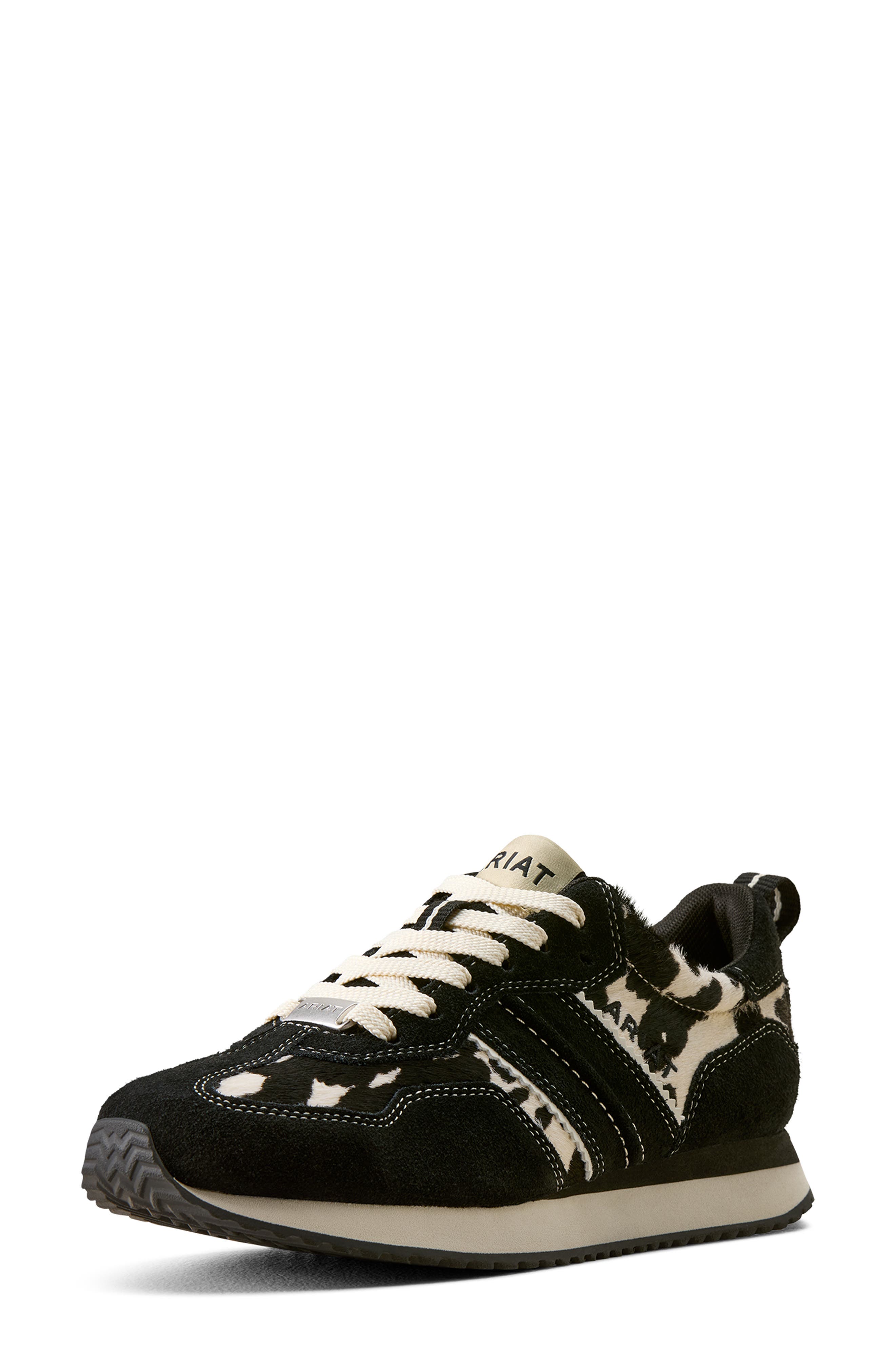Ranch Runner Genuine Calf Hair Sneaker, Alternate, color, BLACK SUEDE
