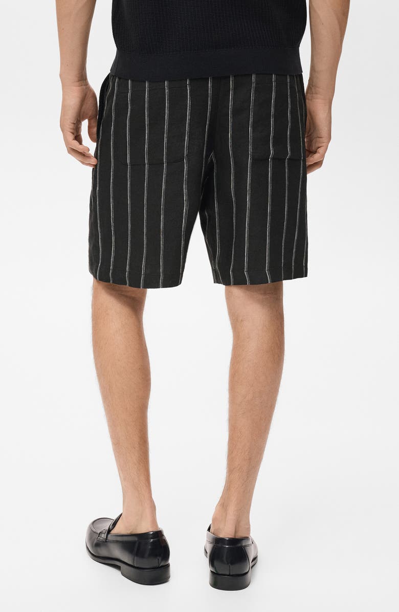 MANGO Stripe Linen Bermuda Shorts, Alternate, color, Charcoal