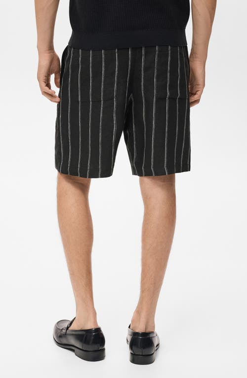 Mango Stripe Linen Bermuda Shorts In Black