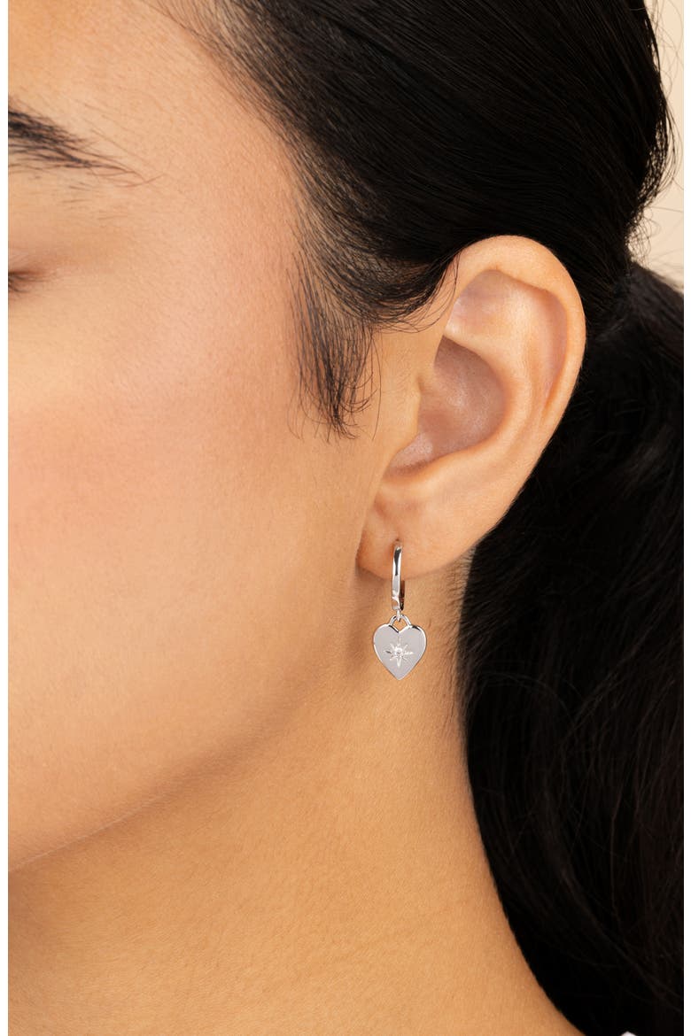 Vivienne CZ Heart Drop Earrings, Alternate, color, SILVER