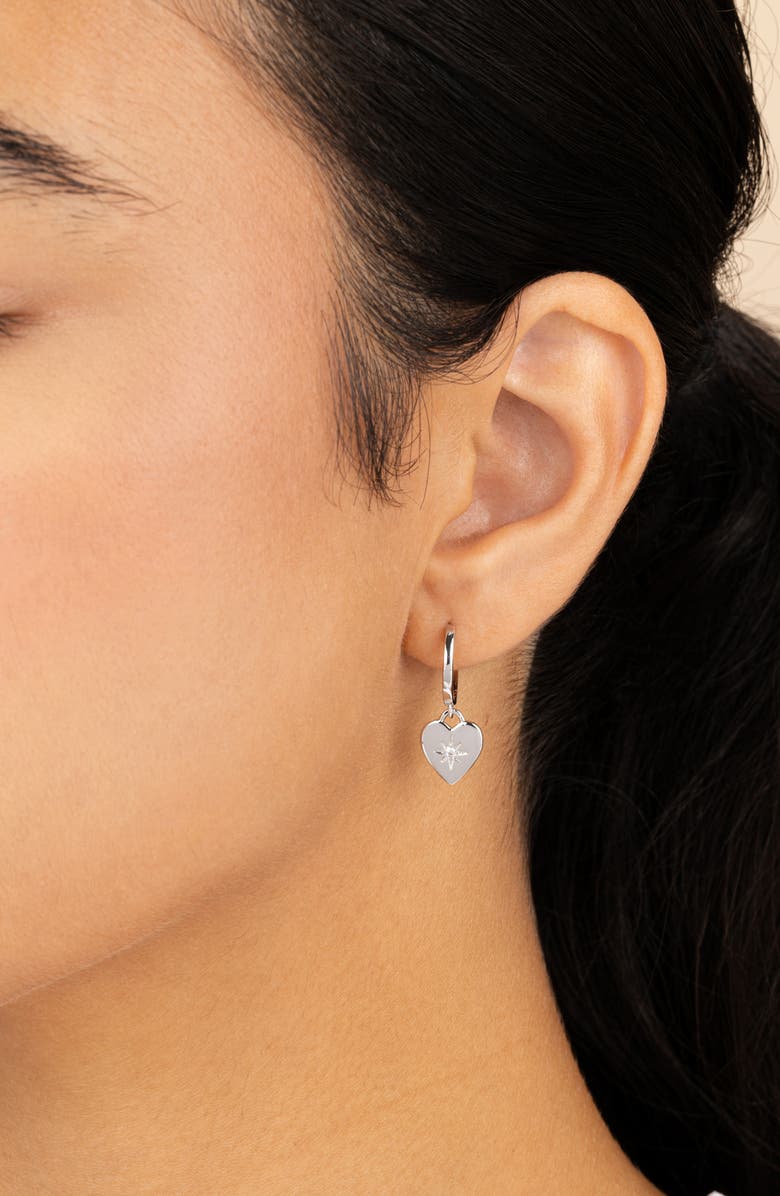 Sterling Forever Vivienne CZ Heart Drop Earrings, Alternate, color, Silver