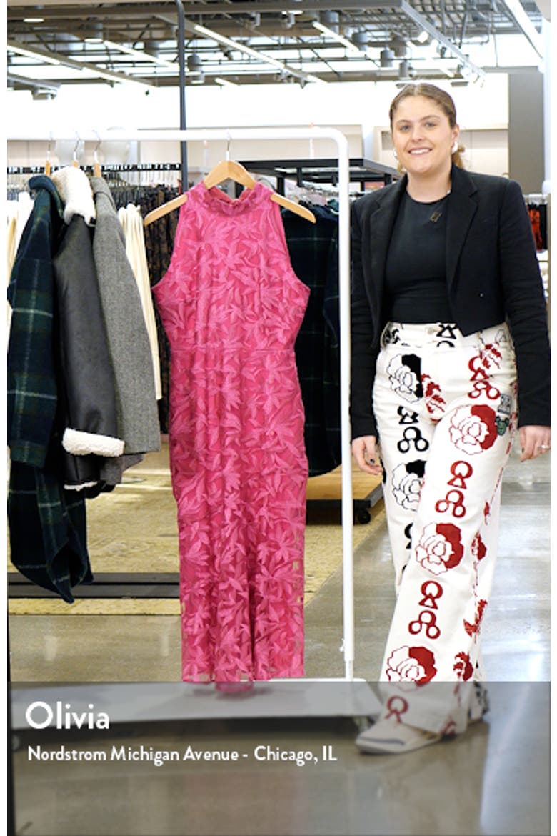 Embroidered Mock Neck Midi Dress video