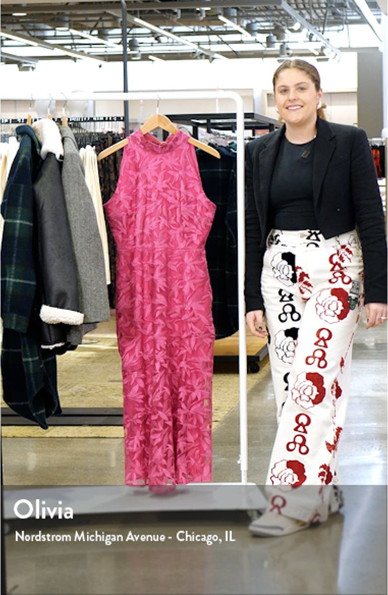 Embroidered Mock Neck Midi Dress, sales video thumbnail