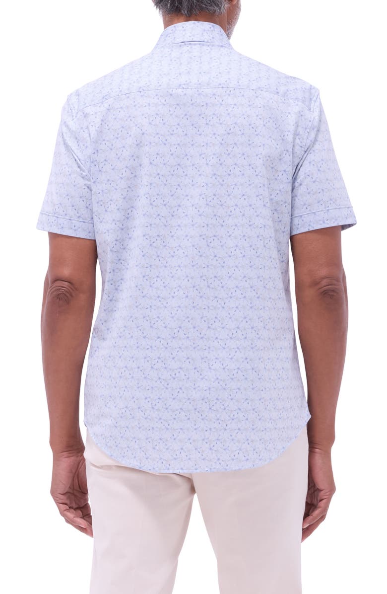 Bugatchi Myron OoohCotton<sup>®</sup> Print Short Sleeve Button-Up Shirt, Alternate, color, Air Blue
