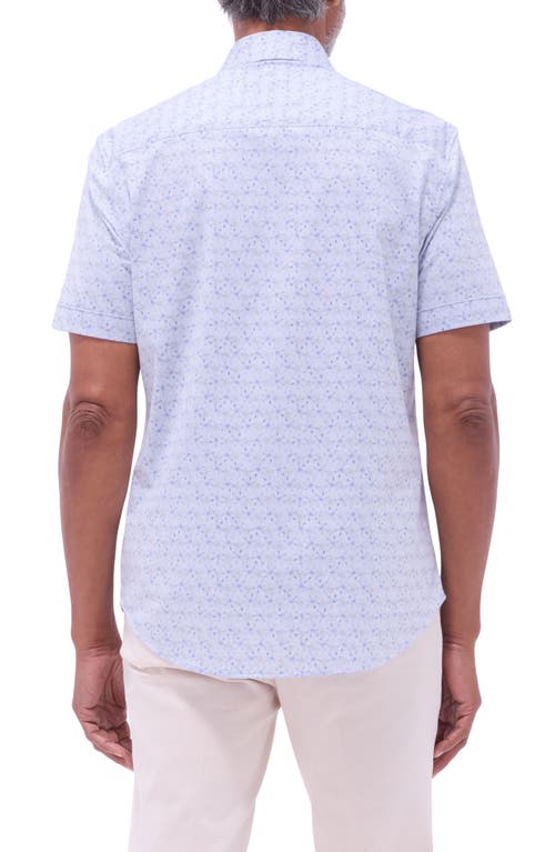Bugatchi Myron Ooohcotton® Print Short Sleeve Button-up Shirt In Air Blue