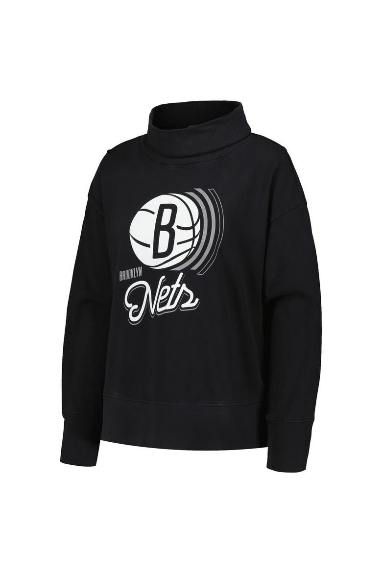 Women's Levelwear Black Brooklyn Nets Sunset Pullover Sweatshirt, Alternate, color, Black