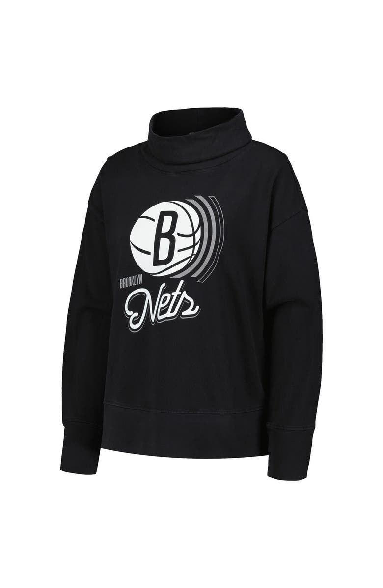 LEVELWEAR Women's Levelwear Black Brooklyn Nets Sunset Pullover Sweatshirt, Alternate, color, Black