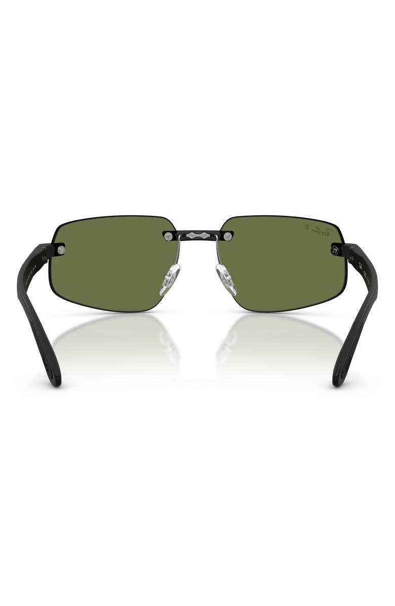 Ray-Ban 60mm Polarized Irregular Sunglasses, Alternate, color, Sand Black / Polar Green