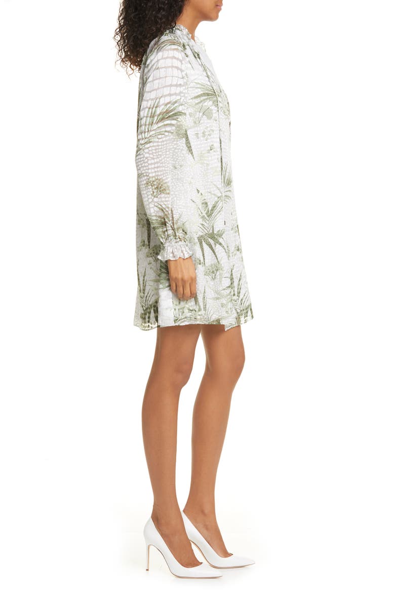 Glimmah Highland Floral Long Sleeve Shift Dress, Alternate, color, GREY