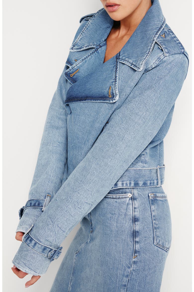 Belted Crop Denim Jacket, Alternate, color, INDIGO599