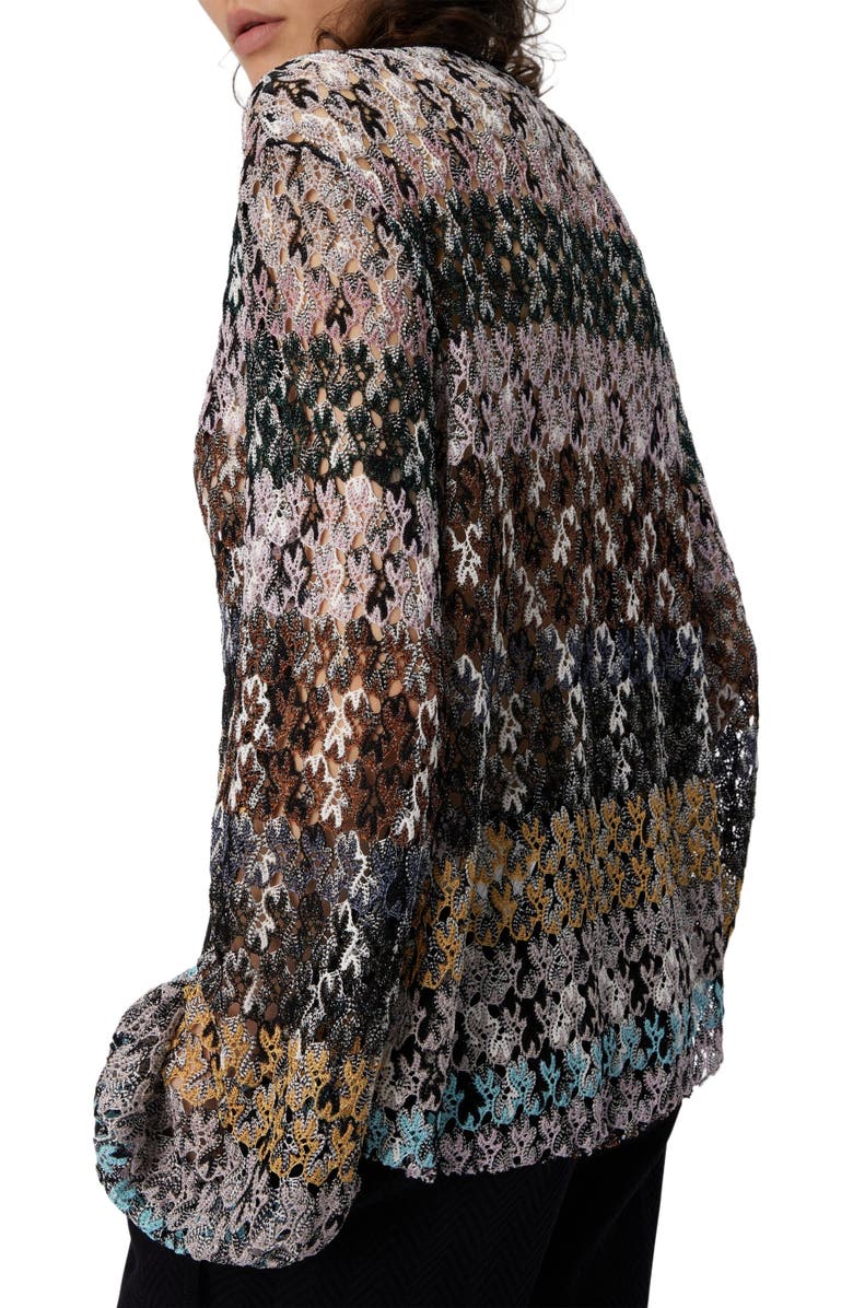 Missoni Crew Neck Blouse In Embroidered Lace, Alternate, color, Multicoloured