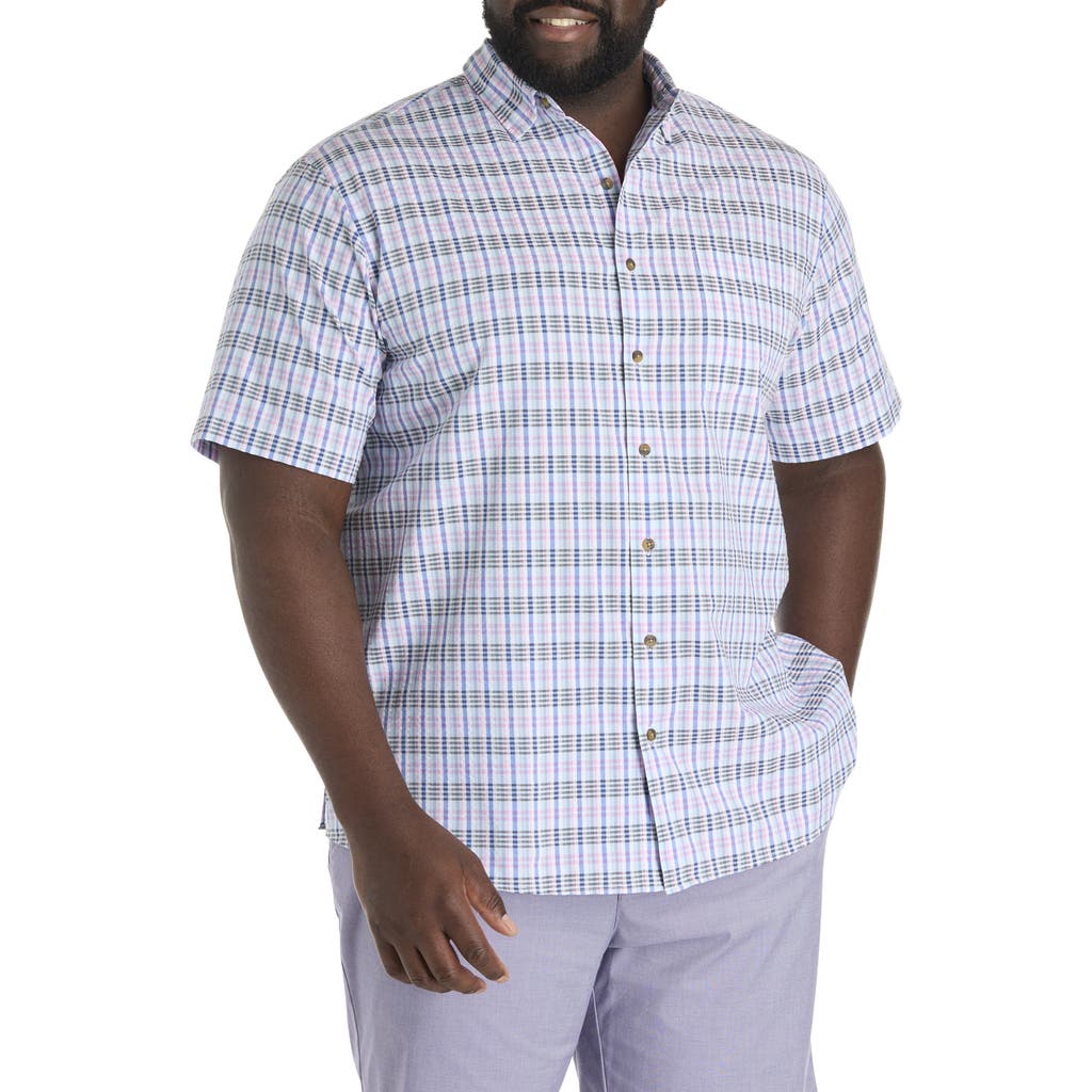 Oak Hill By Dxl Big & Tall Seersucker Large Plaid Sport Shirt