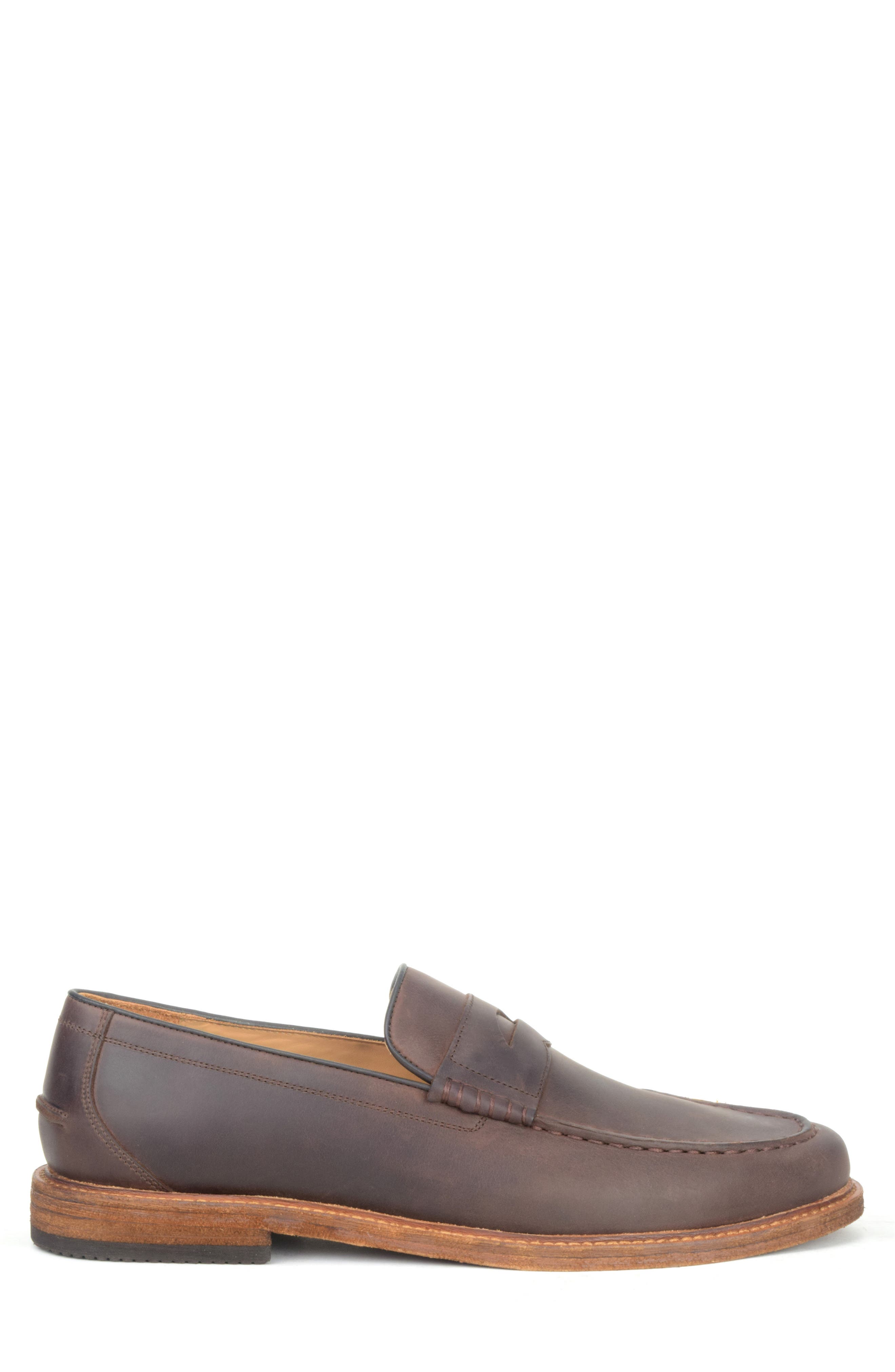 Dillinger Moc Toe Penny Loafer, Alternate, color, DARK BROWN