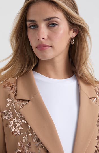 Sequin Embellished Single Button Blazer