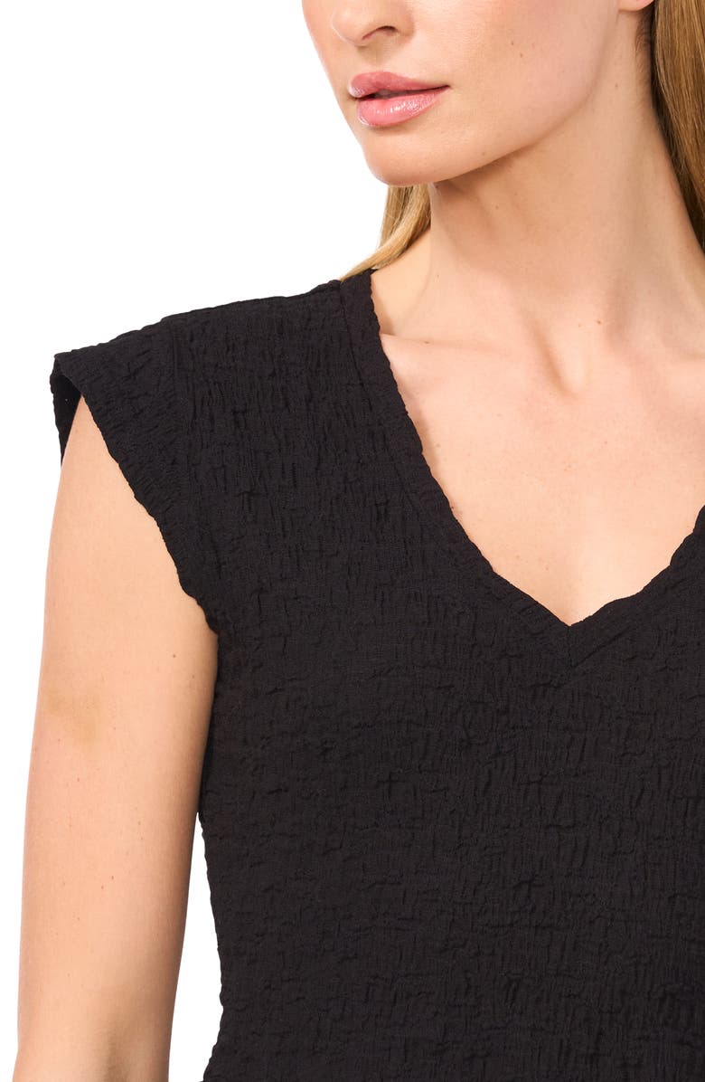 CeCe Puckered Knit Peplum Top, Alternate, color, Rich Black