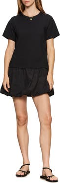 Sanctuary For Keeps Mixed Media Bubble Hem Cotton T-Shirt Minidress