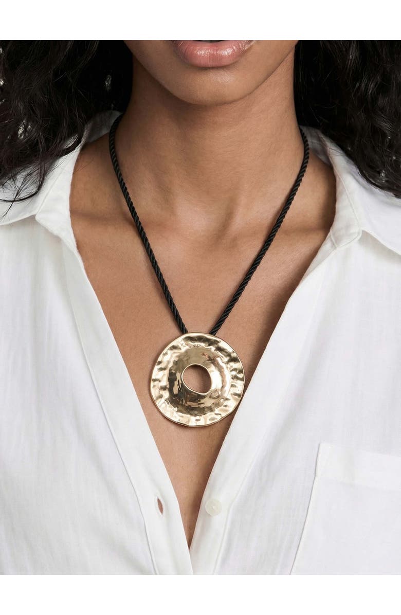 Ettika Hammered Donut Pendant Cord Necklace, Alternate, color, Gold