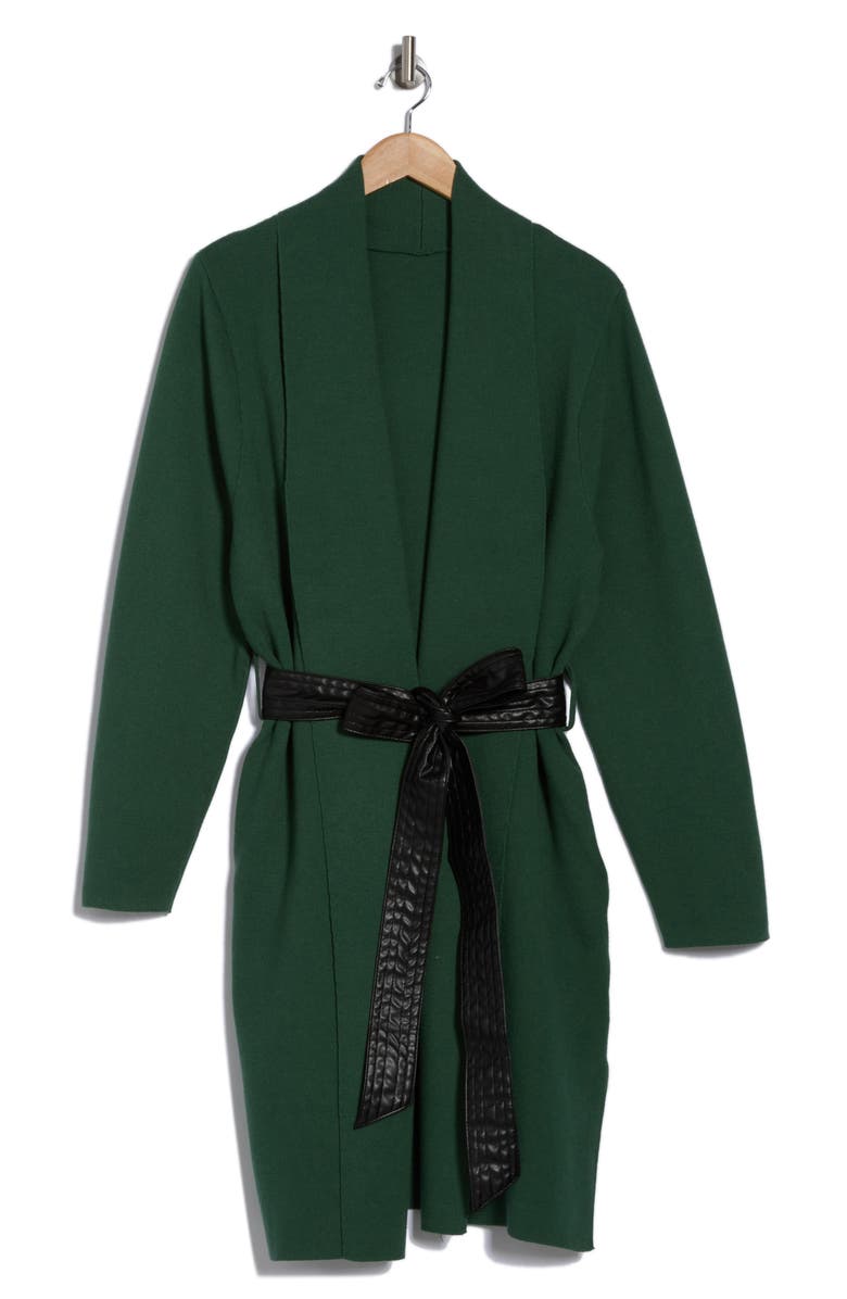 BY DESIGN Glacier Faux Leather Belted Wrap Cardigan, Alternate, color, Eden