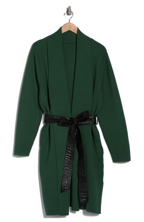 By Design Glacier Faux Leather Belted Wrap Cardigan In Eden