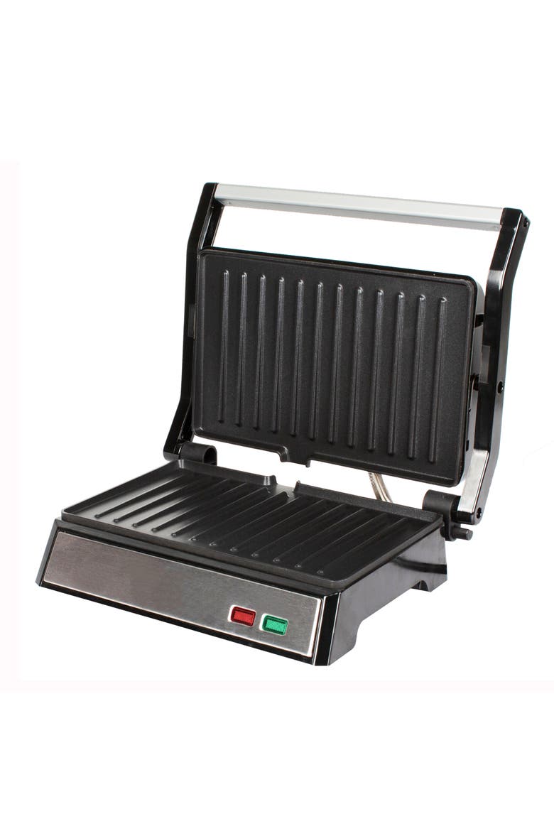 Electric Dual Plate Non-Stick Panini Grill Press, Alternate, color, Black