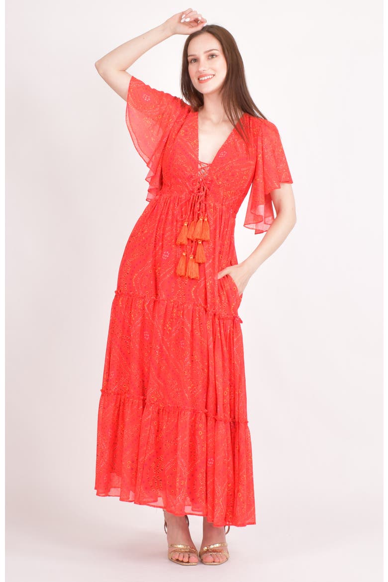Lanna Tiered Maxi Dress, Main, color, Red