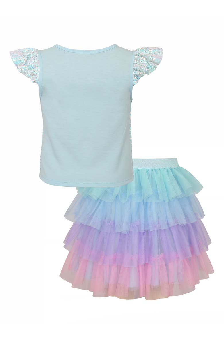 Zunie Kids' Sequin Butterfly Top & Tutu Skirt Set, Alternate, color, Aqua