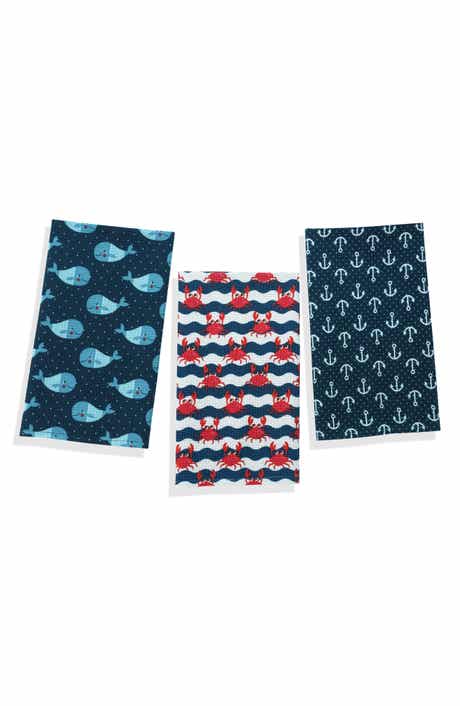 Tiramisu Set of Three Coastal Charm Nautical Kitchen Towels
