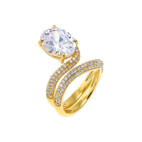 CZ Pave Looped Oval Stone Ring