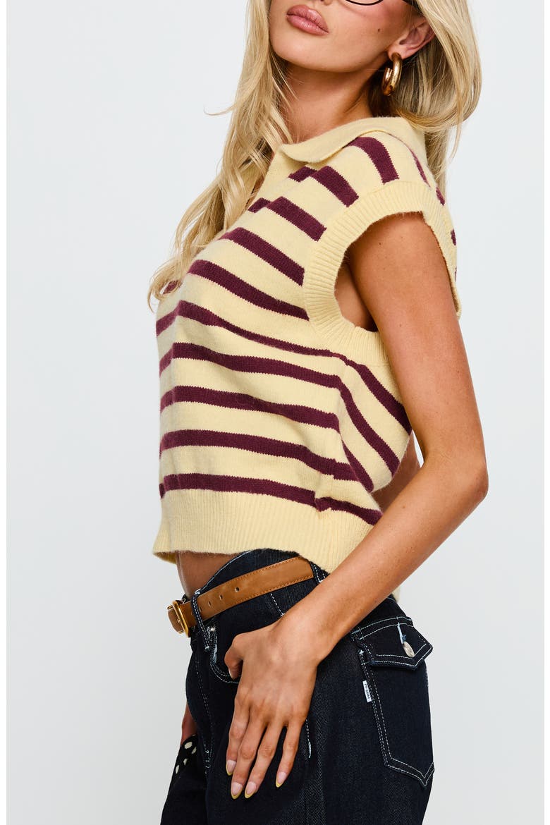 Yuliya Stripe Sweater Vest, Alternate, color, LEMON / BURGUNDY STRIPE