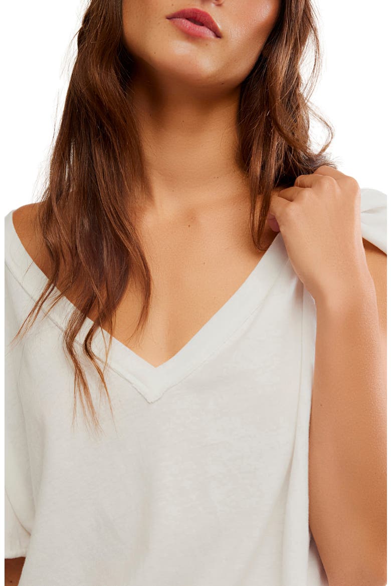 Nina V-Neck Cotton T-Shirt, Alternate, color, WHITE