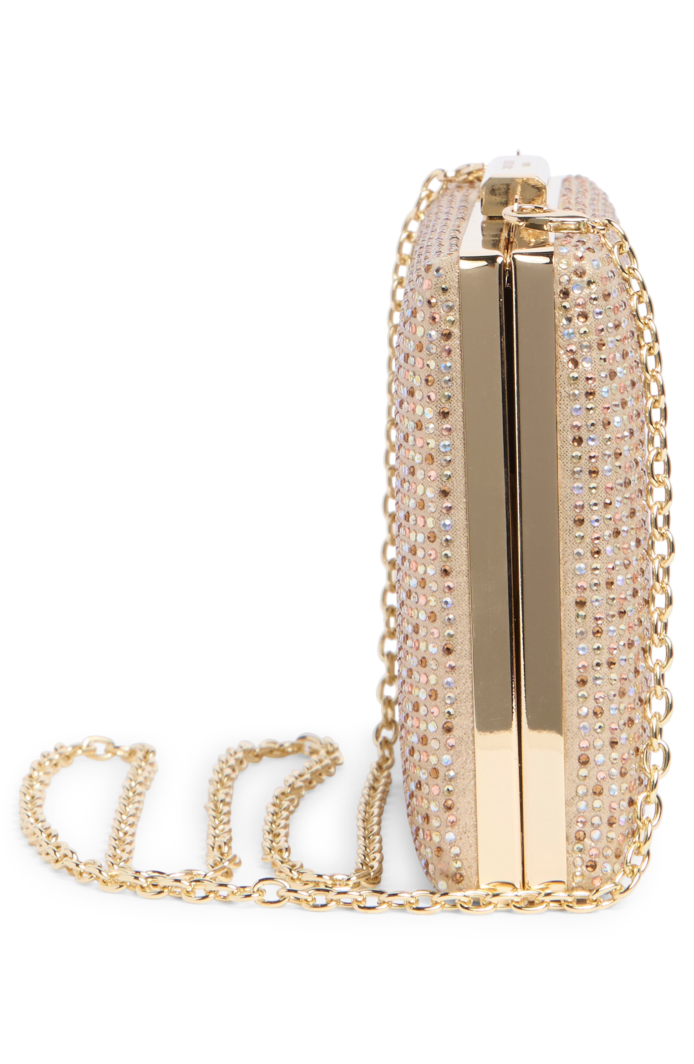 Crystal Box Clutch, Alternate, color, GOLD