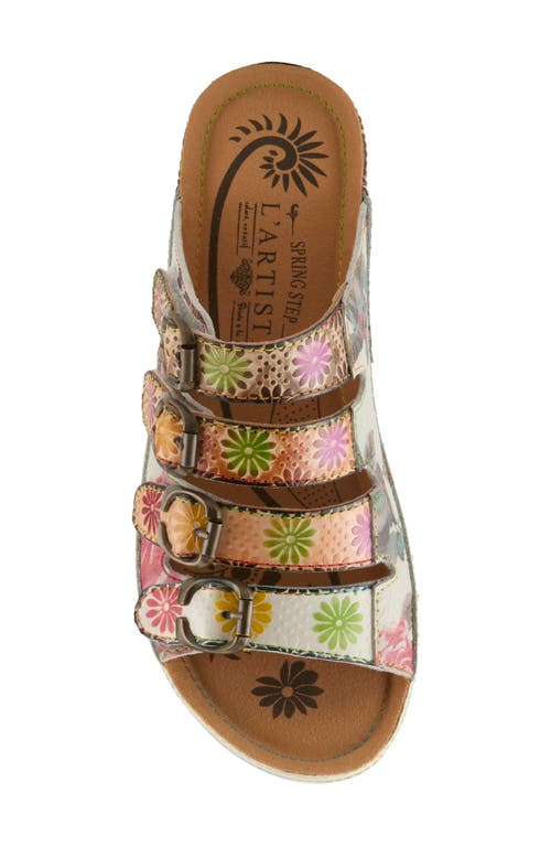L'artiste By Spring Step Bellini Platform Wedge Slide Sandal In White Multi