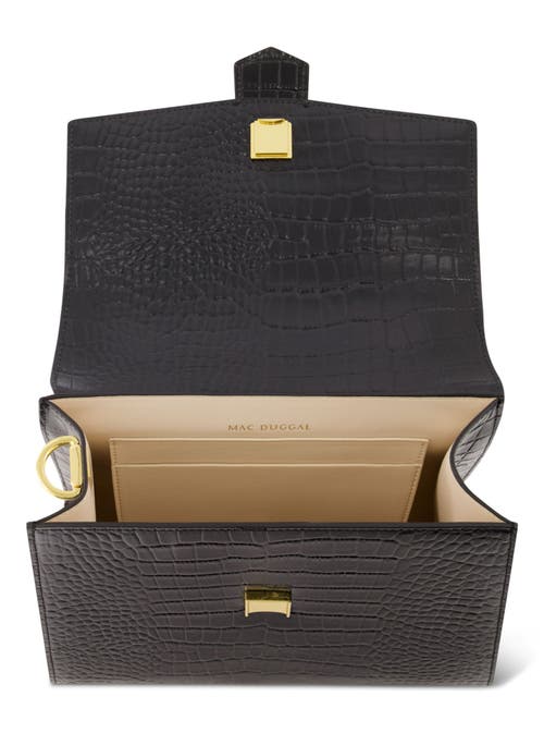 Mac Duggal Women's Medium Crocodile-embossed Leather Top Handle Bag In Black