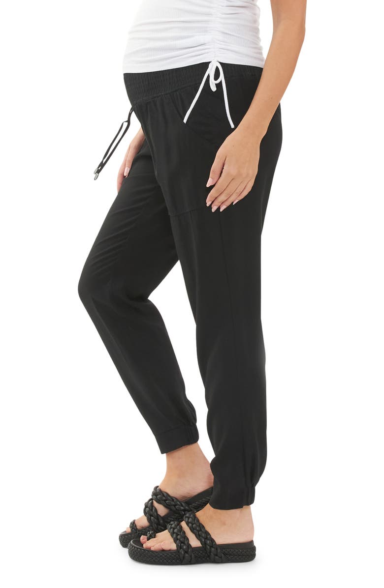 Ripe Maternity Tencel Off Duty Cargo Maternity Pant, Alternate, color, Black