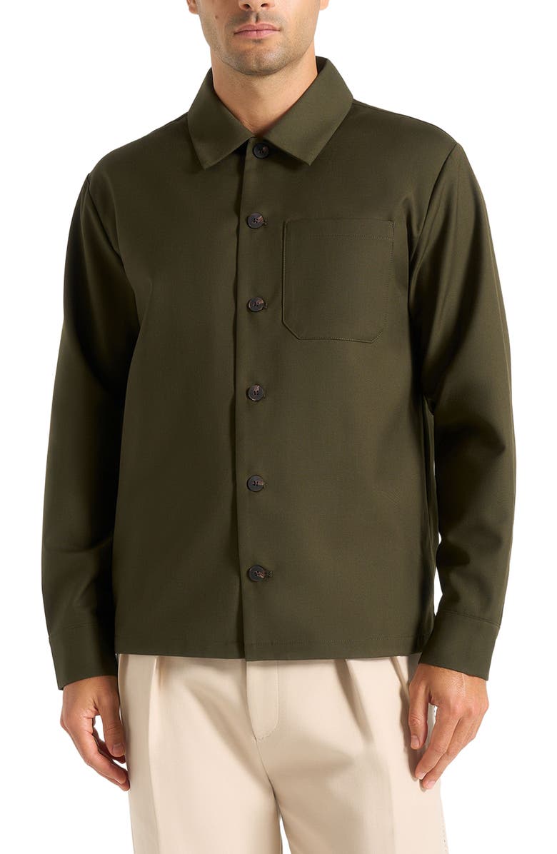 Manière De Voir Valentin Classic Long Sleeve Shirt, Alternate, color, Olive