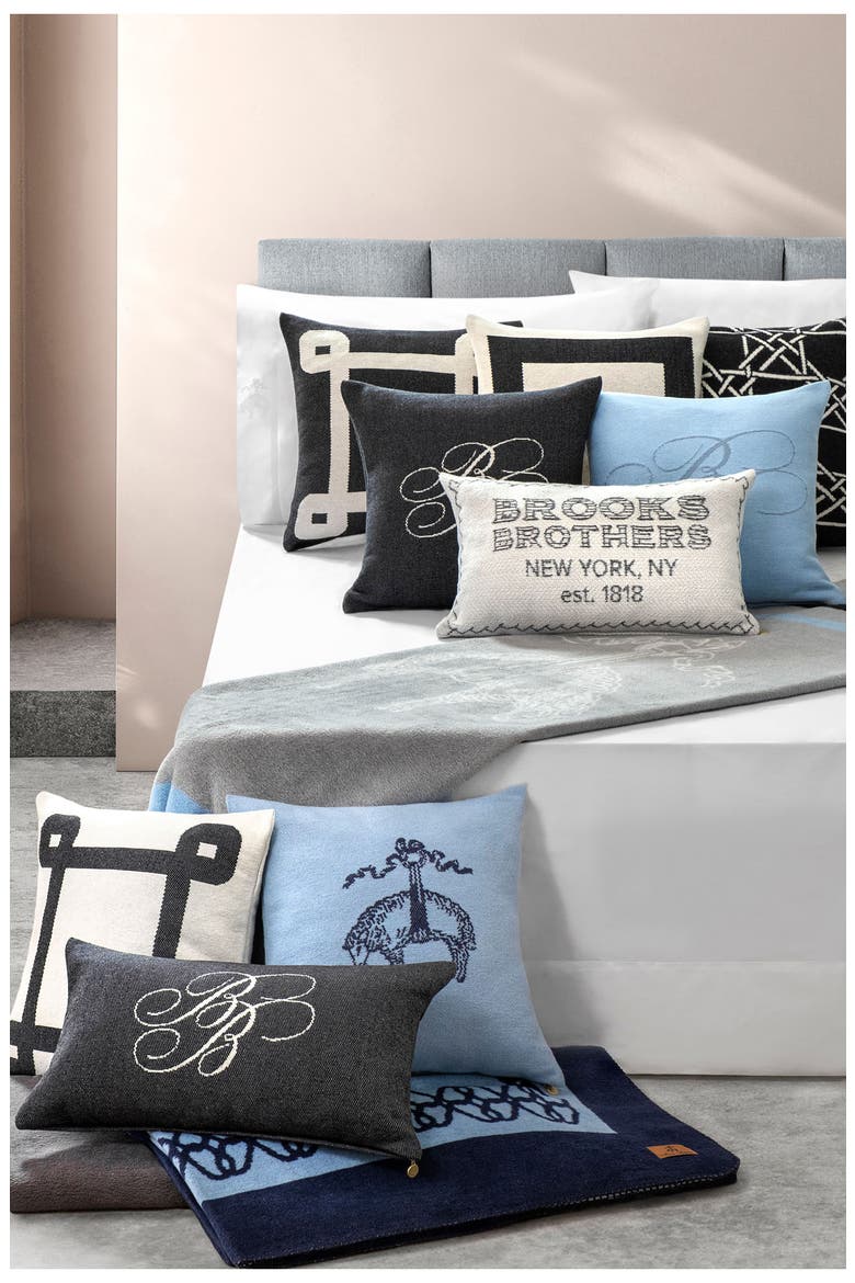 Signature Logo Cotton Throw Pillow, Alternate, color, LIGHT MARINE