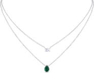 CZ by Kenneth Jay Lane Pearl & Emerald Cut Cubic Zirconia Layered Chain Necklace