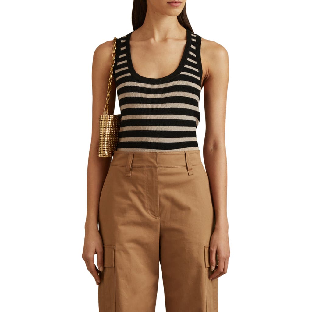 Reiss Evelyn Stripe Sweater Tank In Black/ Camel