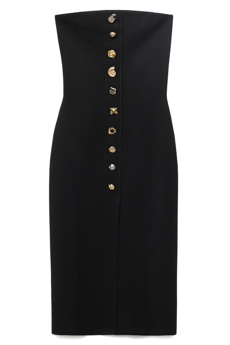Strapless Midi Dress, Alternate, color, BLACK