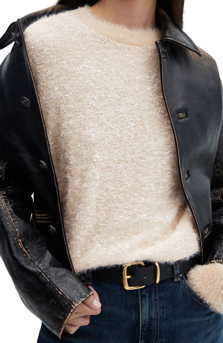 MANGO Faux Fur Trim Sweater, Alternate, color, 