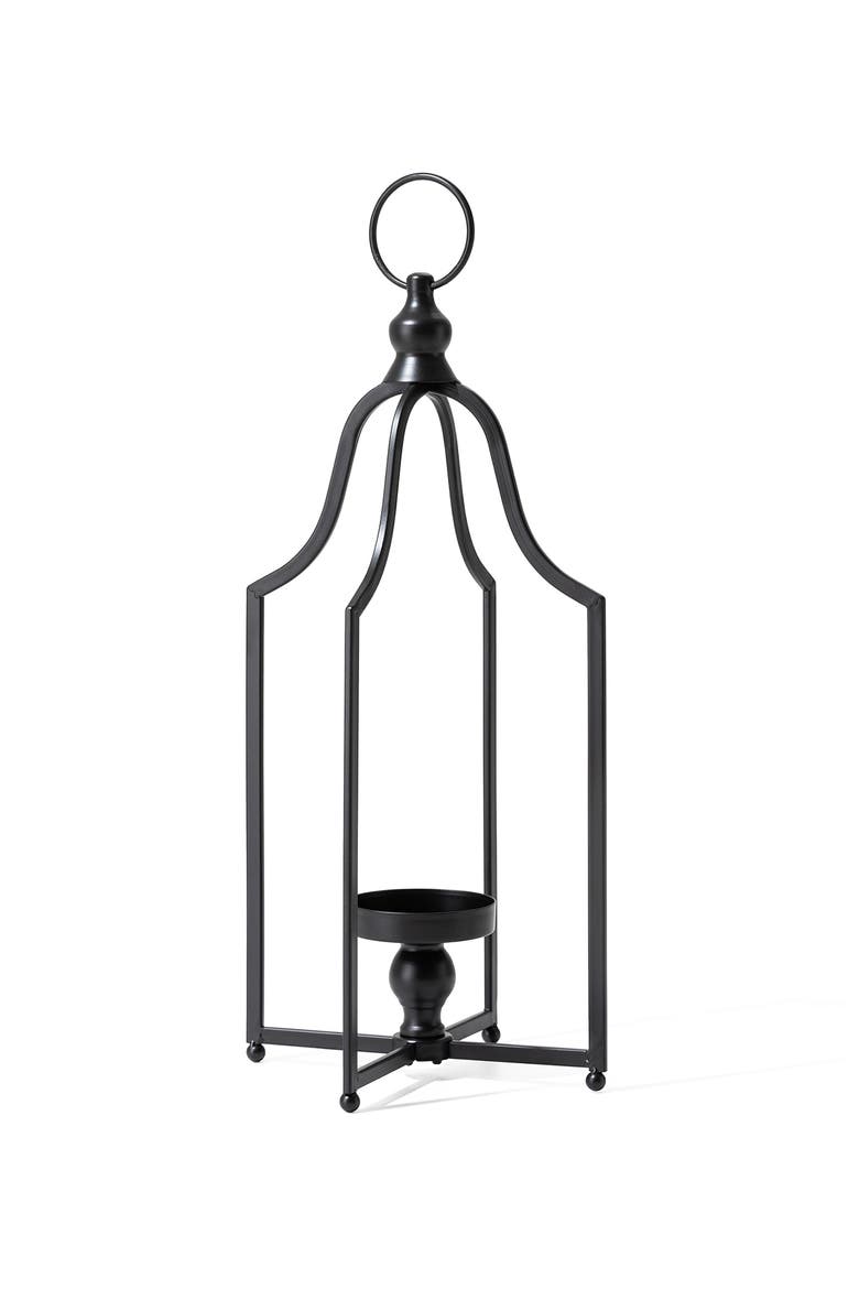 Modern Farmhouse Metal Decorative Lantern Candle Holder, Main, color, Black
