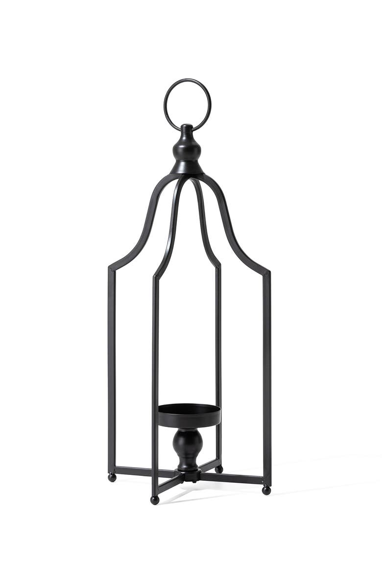 Glitzhome Modern Farmhouse Metal Decorative Lantern Candle Holder, Main, color, Black