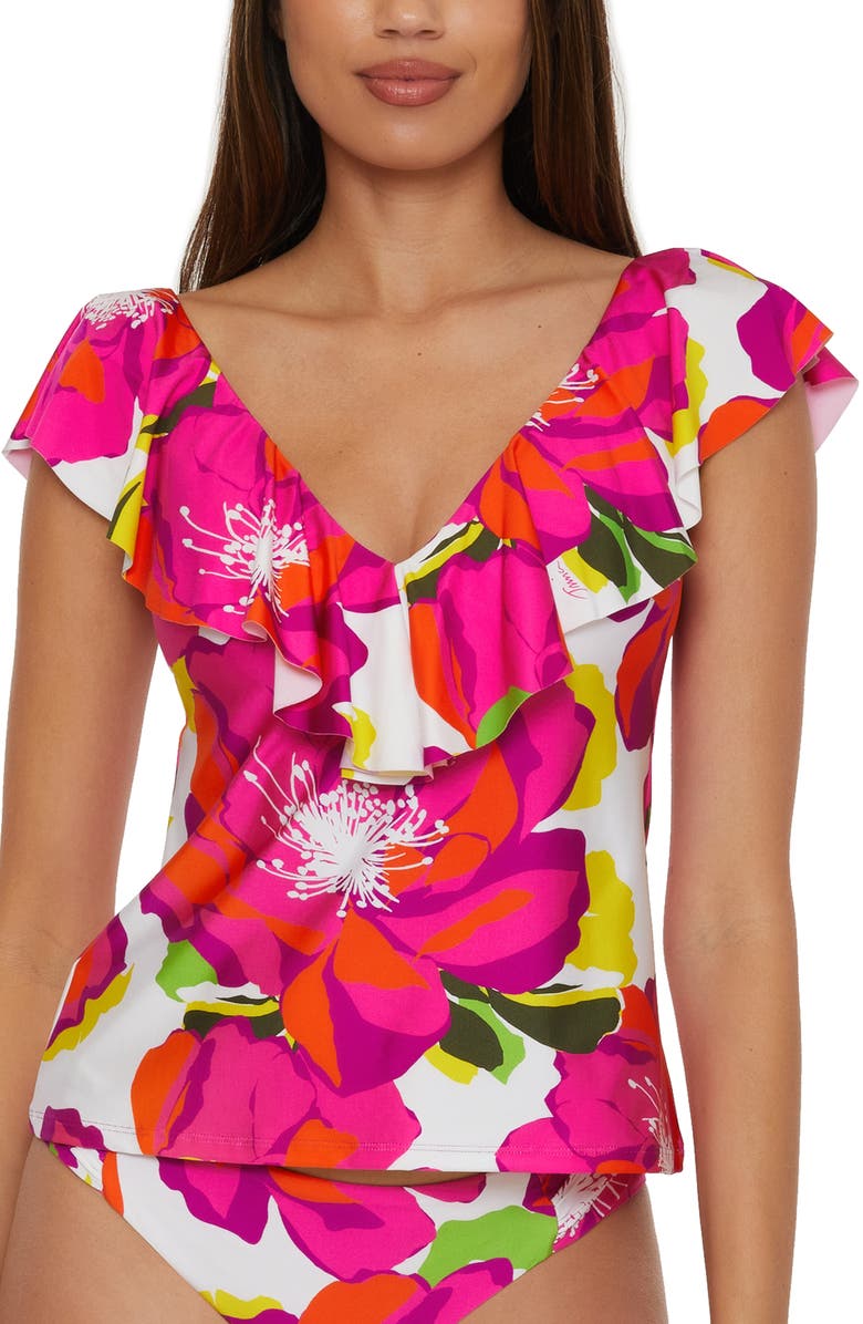 Trina Turk Bloom Plunge Tankini Top, Main, color, 