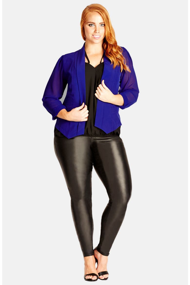 Chiffon Sleeve Blazer, Alternate, color, POOL