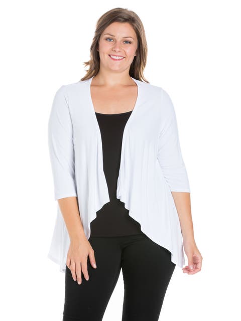 Elbow Length Sleeve Open Cardigan