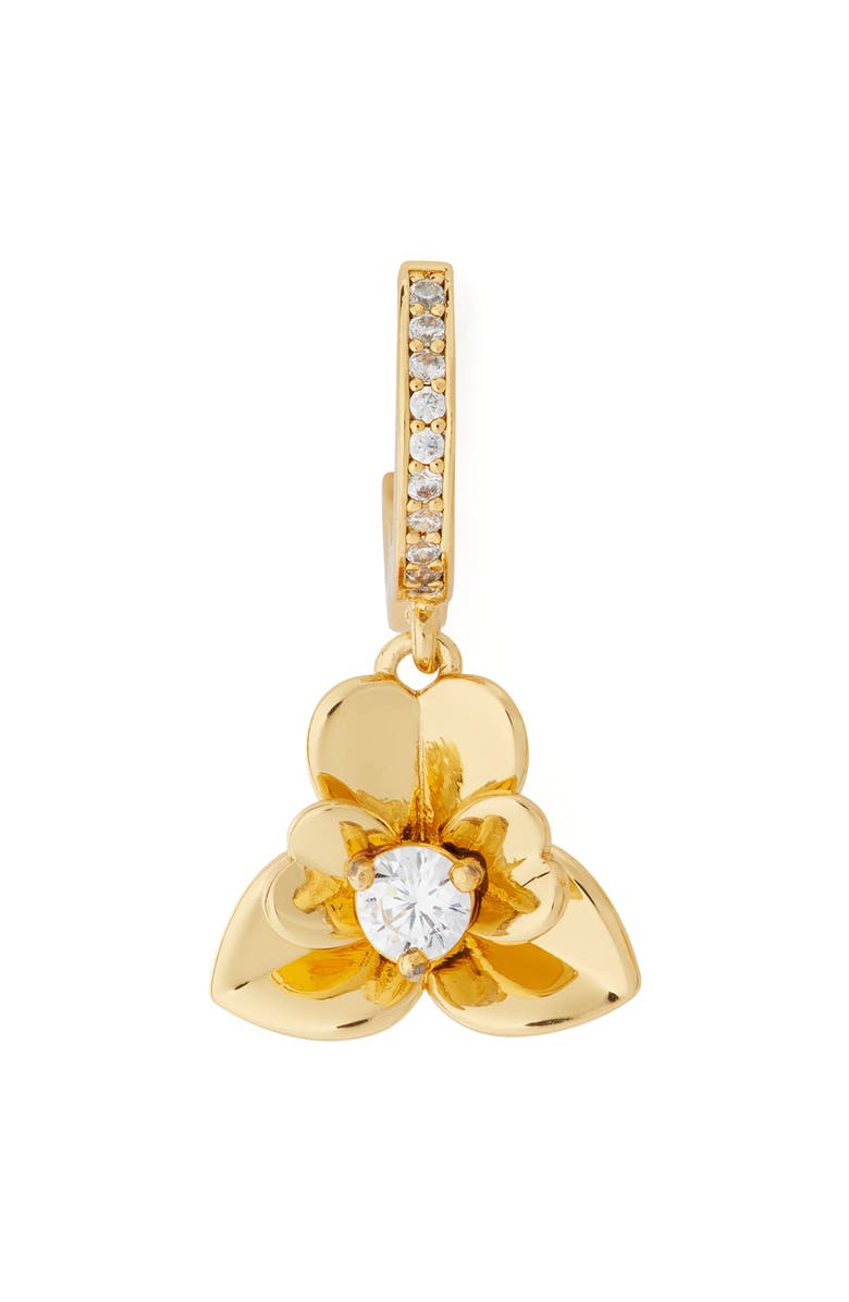 Kate Spade New York precious pansy drop huggie earrings, Alternate, color, Gold.