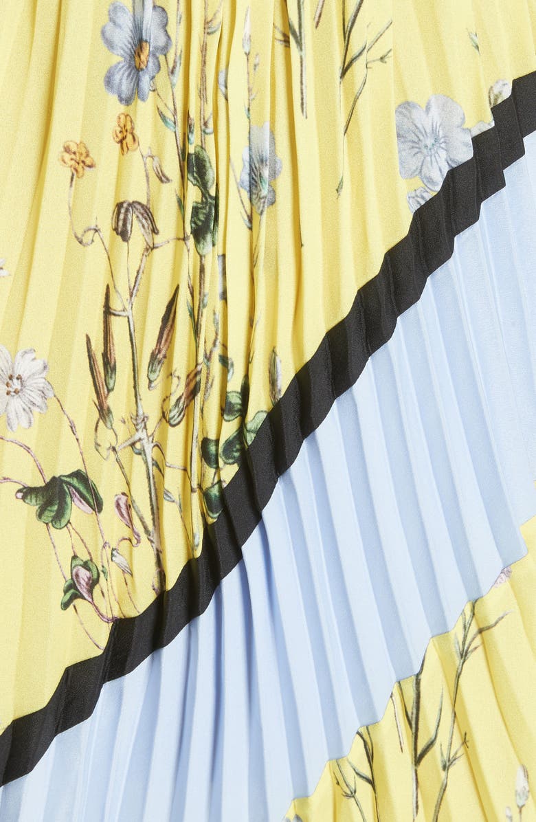 Self-Portrait Floral Pleated Asymmetrical Dress, Alternate, color, 