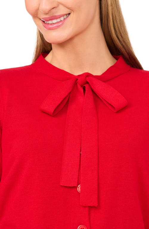 Cece Tie Neck Cardigan In Red